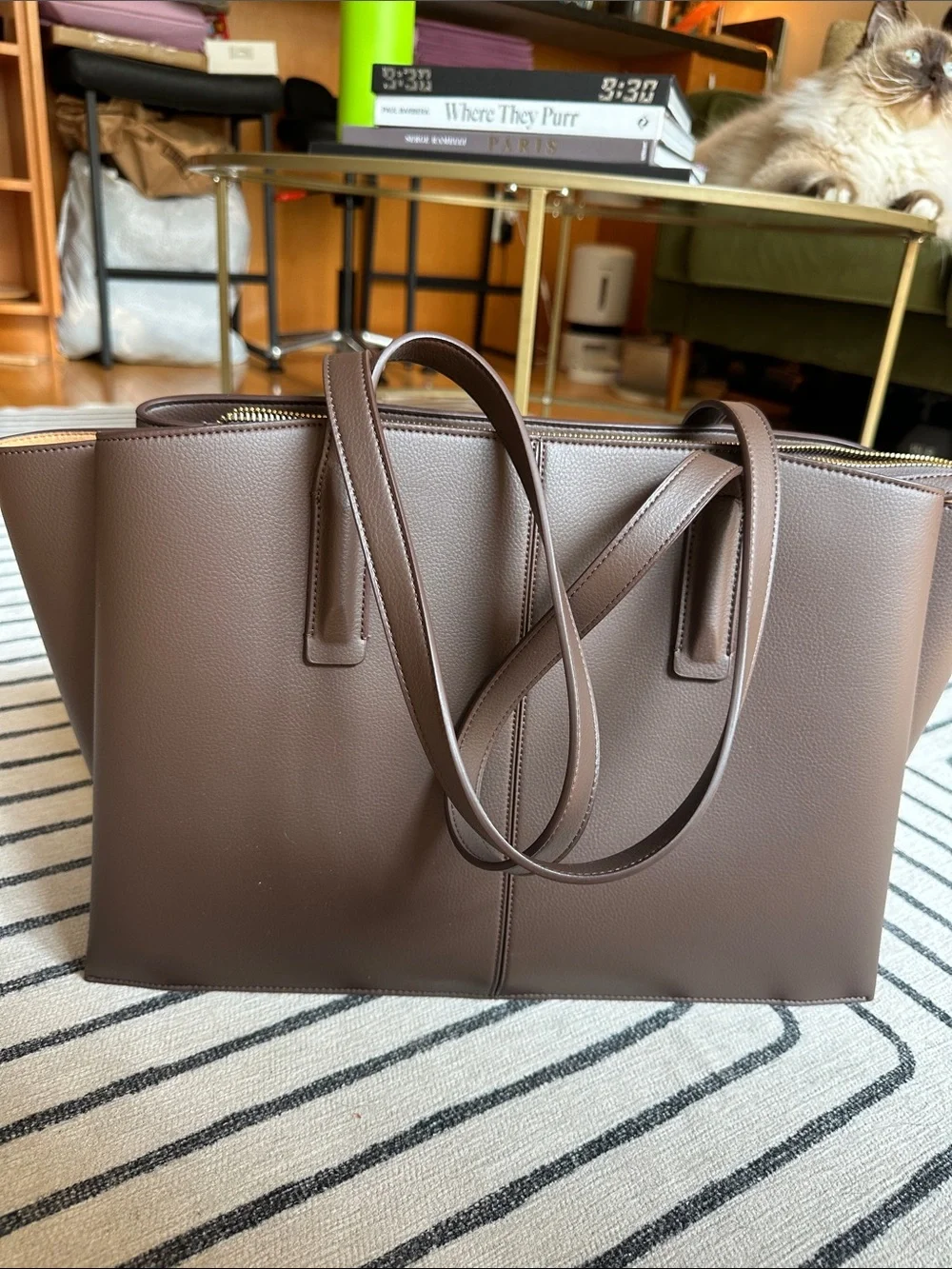 Like New Freja New York Dark Brown Tote Bag - Picture 3 of 4